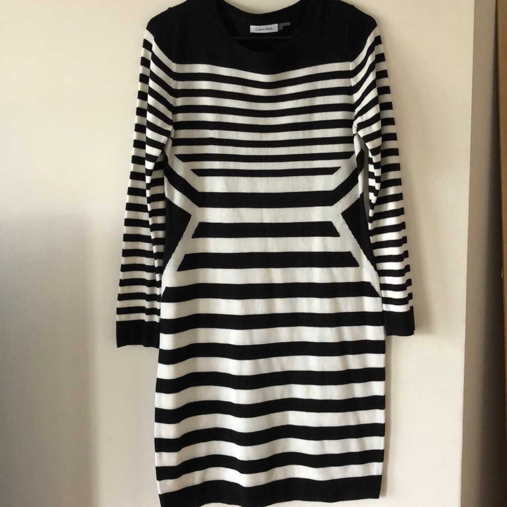 Black & White Striped Calvin Klein Dress